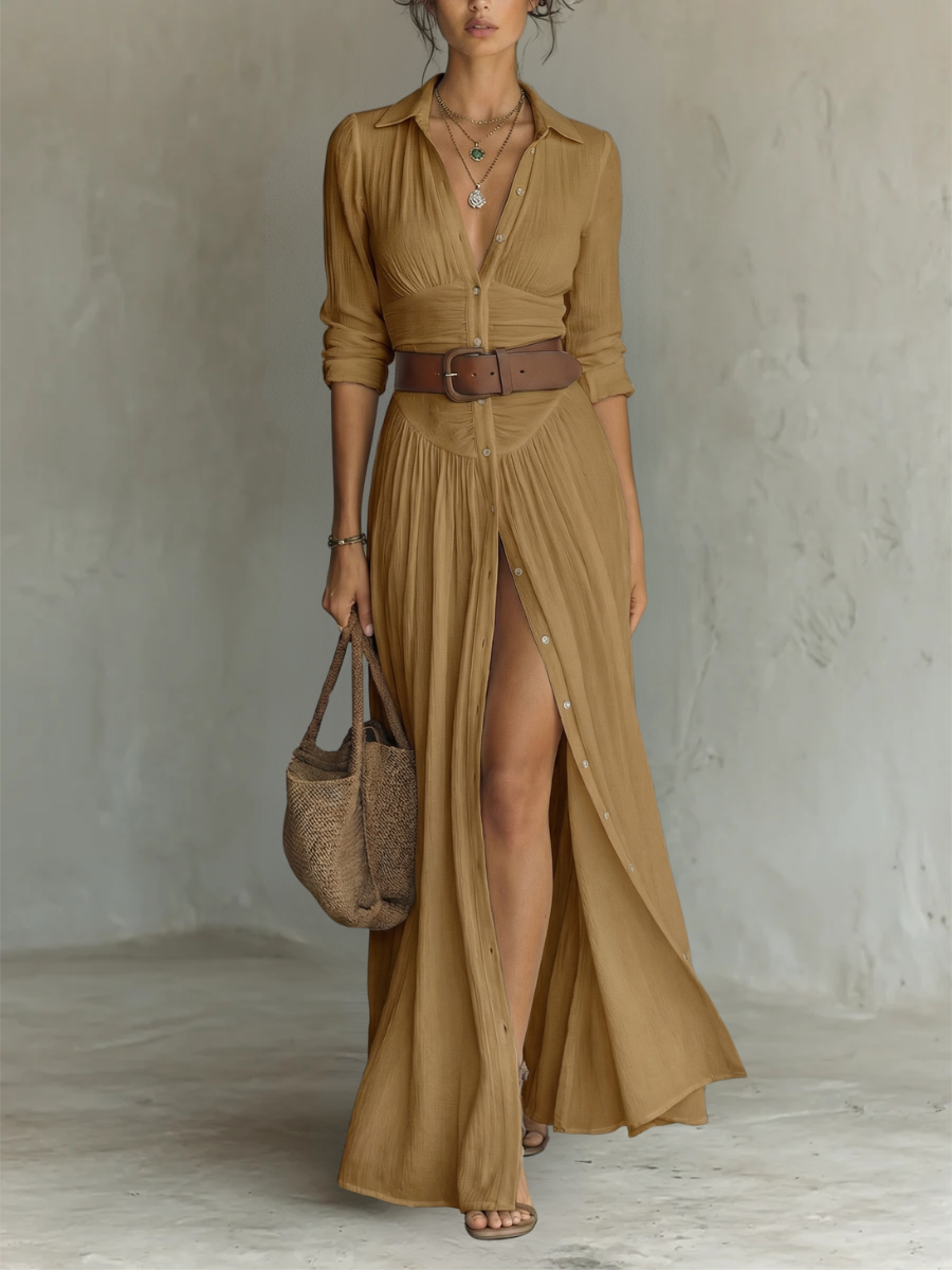 Vestido largo fluido de lino Lily