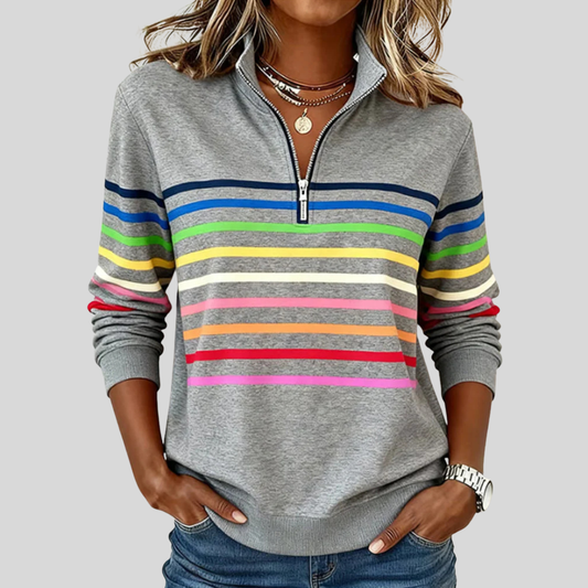 Sudadera de rayas de colores con cremallera Valentina
