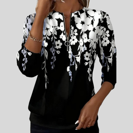 Sudadera con cremallera y estampado floral Cristina