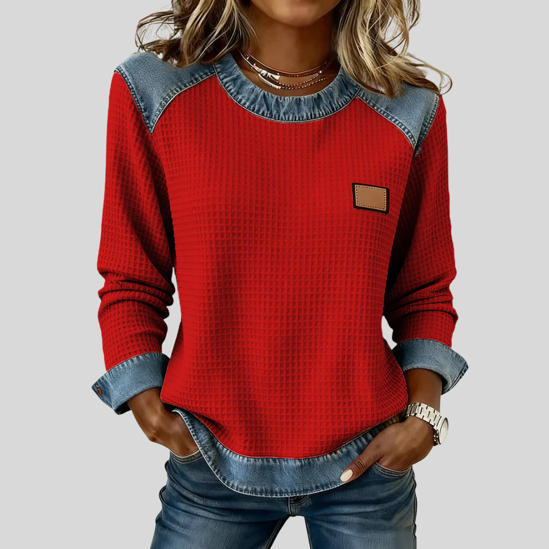 Sudadera waffle con diseño patchwork Daniela