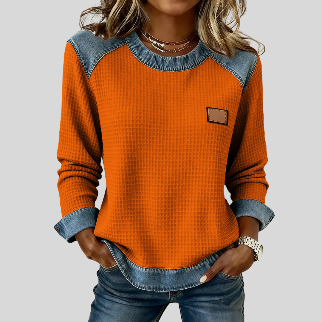Sudadera waffle con diseño patchwork Daniela