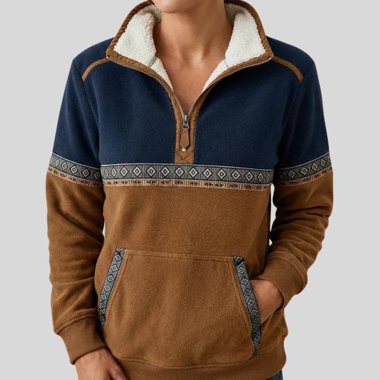 Sudadera media cremallera con cuello Alba