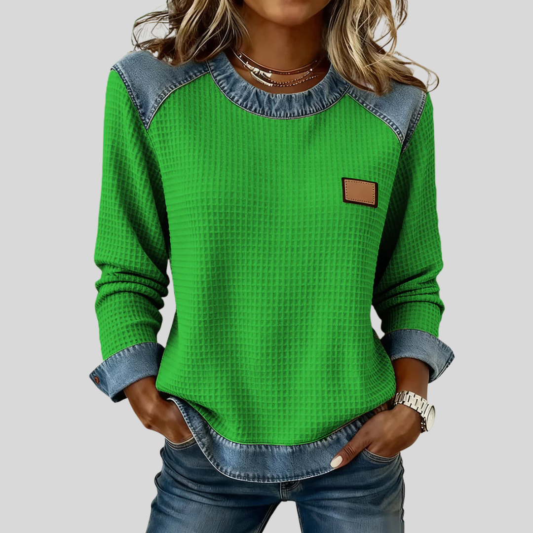 Sudadera waffle con diseño patchwork Daniela