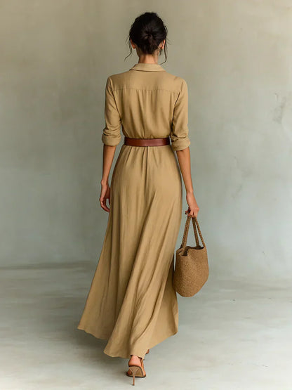 Vestido maxi cruzado con cinturón Camille