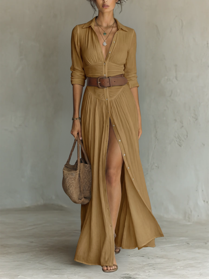 Vestido largo fluido de lino Lily