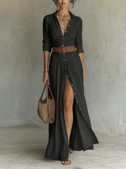 Vestido largo fluido de lino Lily