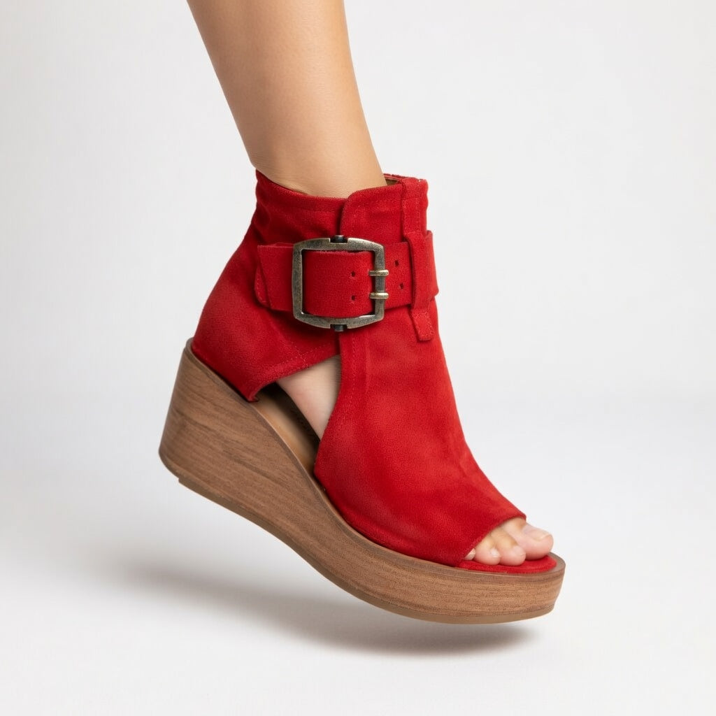 Botas de cuña con puntera abierta Victoria