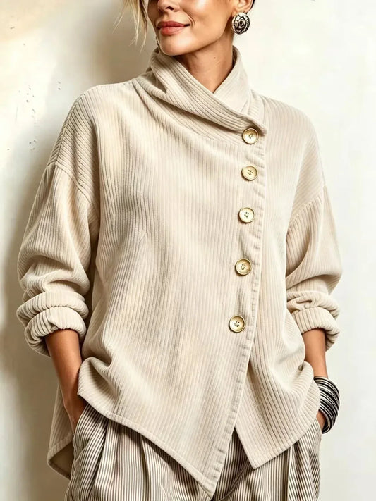 Carmela | El Jersey de Pana con Botones en Crema