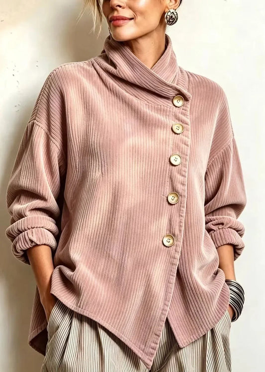 Carmela | El Jersey de Pana con Botones en Rosa Empolvado