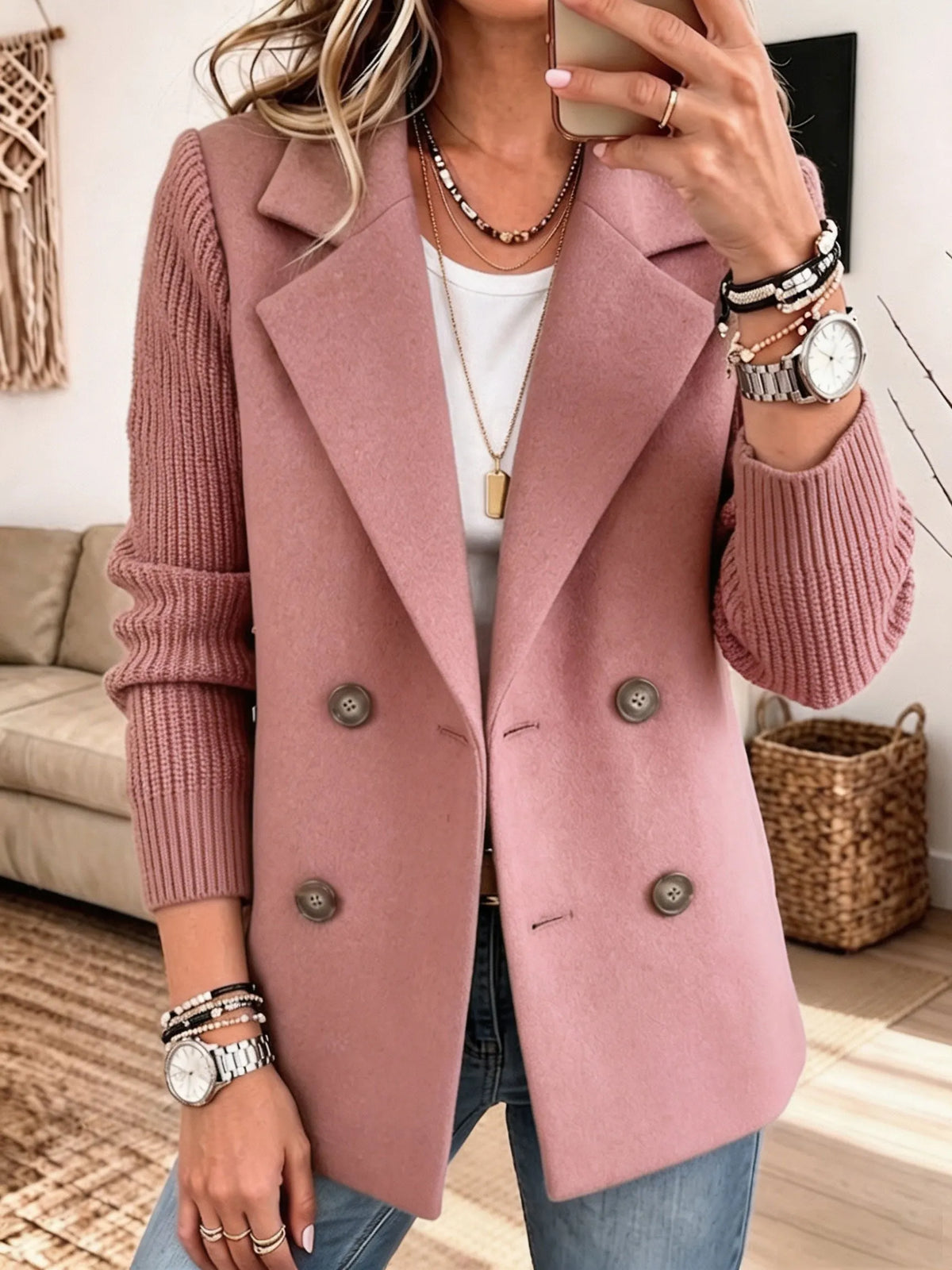 Ascensión | Americana Elegante con Mangas de Punto