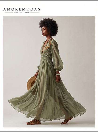 Vestido maxi floral bohemio Élodine