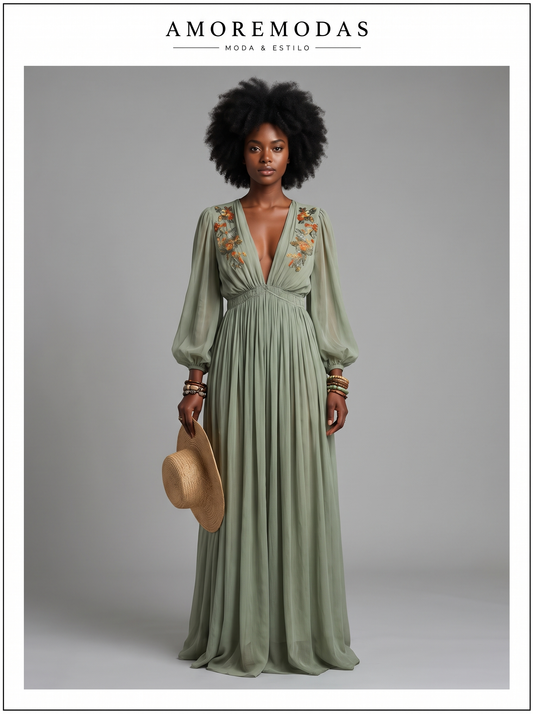 Vestido maxi floral bohemio Élodine