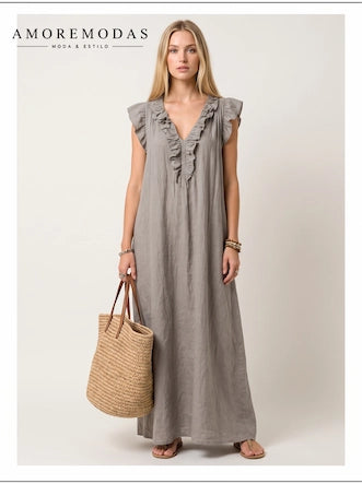 Camelia Vestido Maxi Bohemio con Escote en V