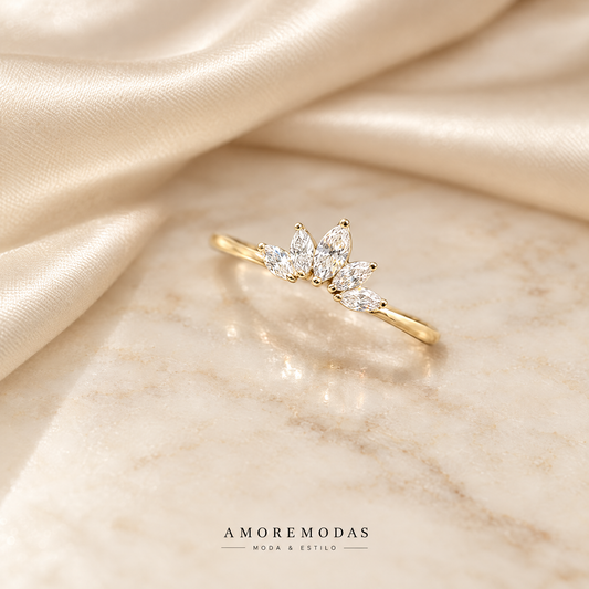 Anillo corona de plata 925 con circonitas AMOREMODAS