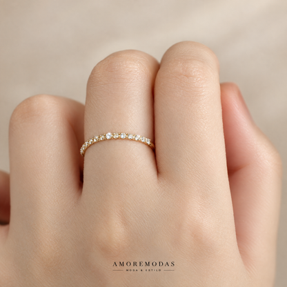 Anillo geométrico de plata 925 con circonitas AMOREMODAS