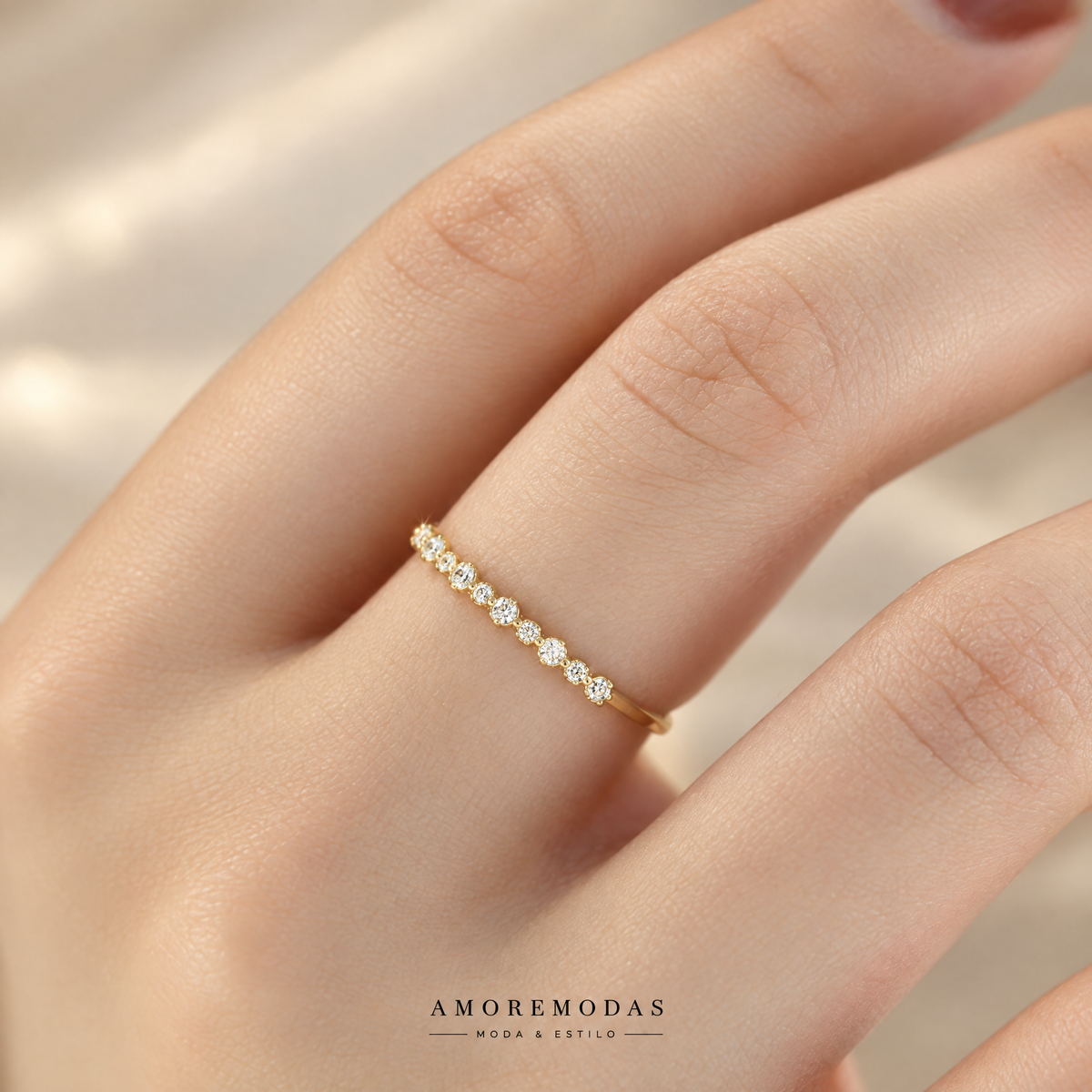 Anillo geométrico de plata 925 con circonitas AMOREMODAS