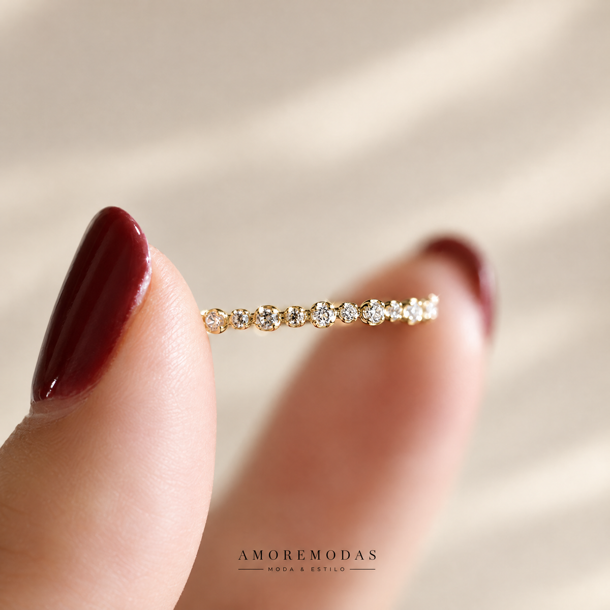Anillo geométrico de plata 925 con circonitas AMOREMODAS