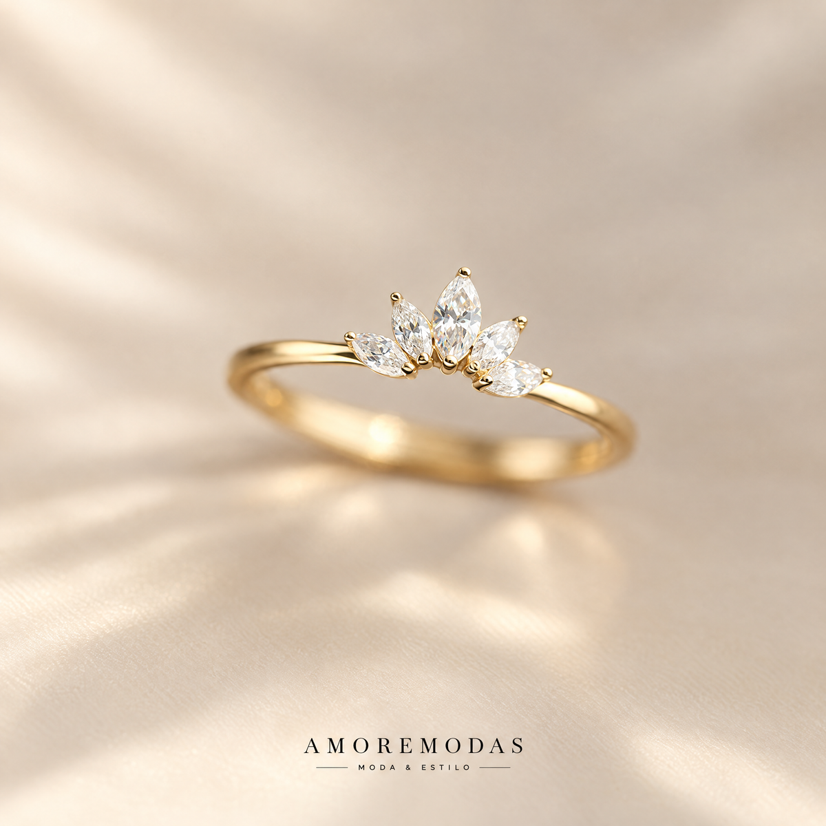 Anillo corona de plata 925 con circonitas AMOREMODAS