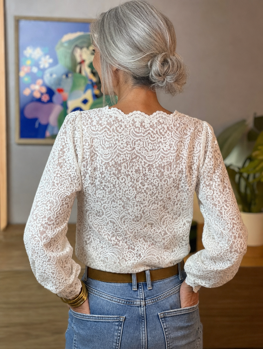 Blusa blanca de punto Martina