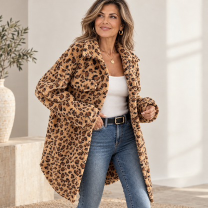 Abrigo de pelo con estampado de leopardo Estrella