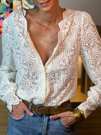 Blusa blanca de punto Martina