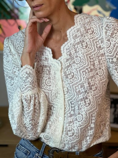 Blusa blanca de punto Martina