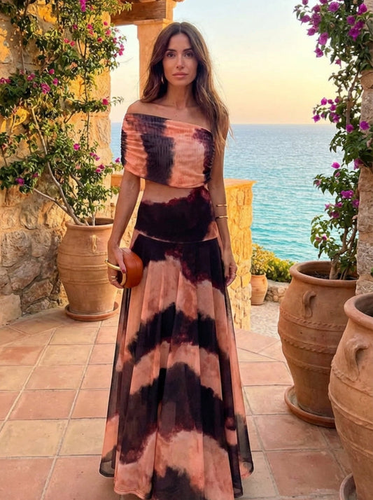 Vestido con estampado naranja y marrón Bianca