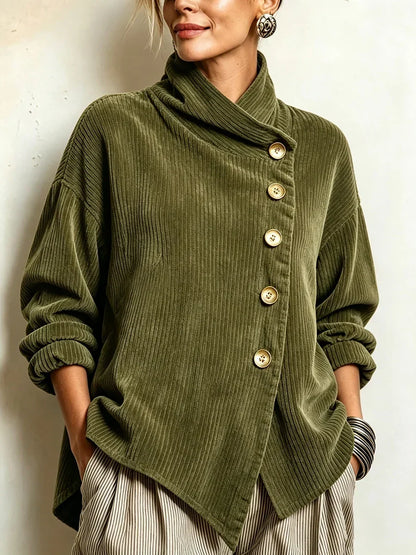Carmela | El Jersey de Pana con Botones en Verde Oliva