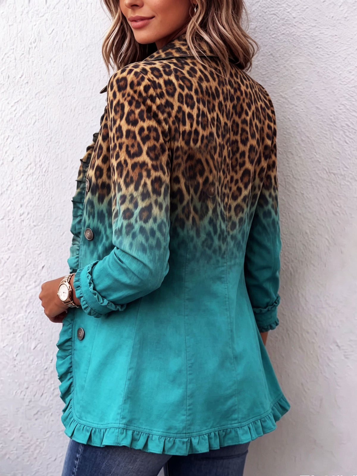 Blazer leopardo degradé con volantes Mercedes