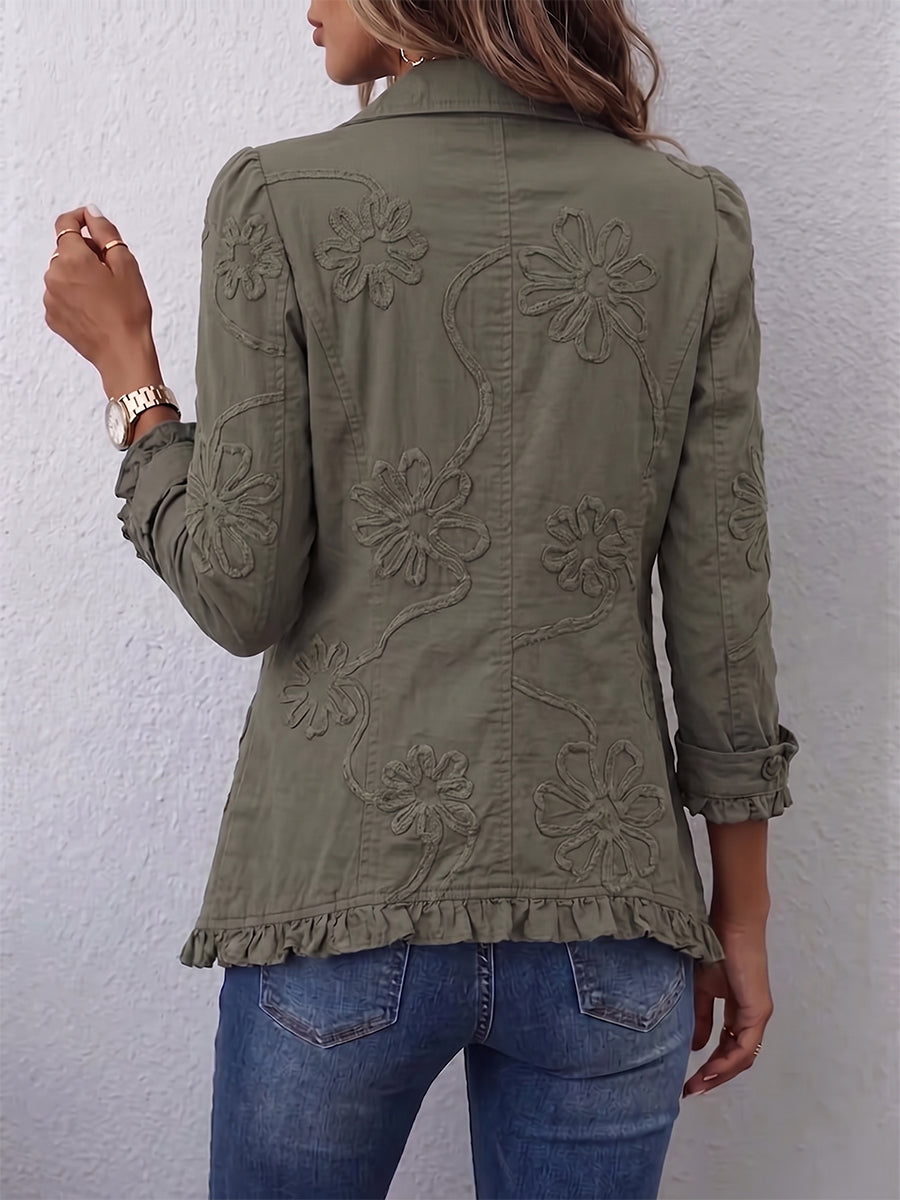 Chaqueta con bordado floral y volantes Belinda