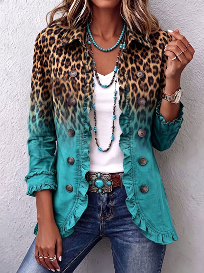 Blazer leopardo degradé con volantes Mercedes