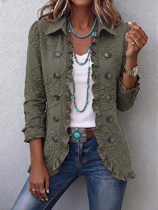 Chaqueta con bordado floral y volantes Belinda