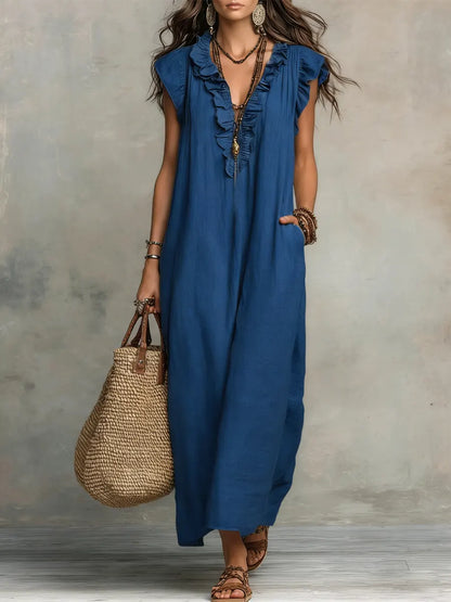 Vestido maxi bohemio con escote en V Camelia