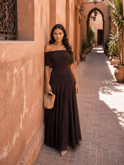 Vestido estilo Toledo en marrón Adriana