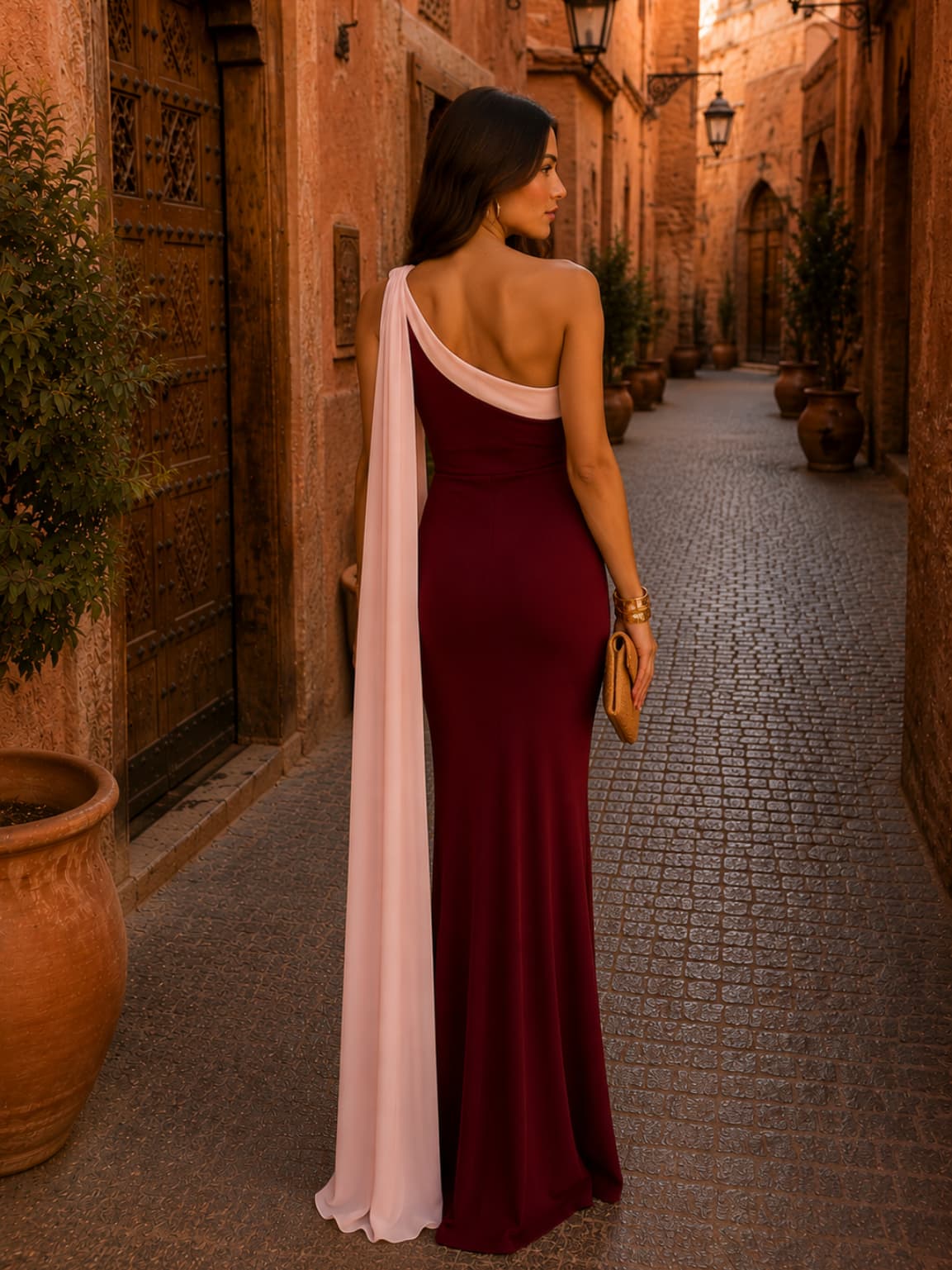Vestido estilo Vivian en burdeos Giulia